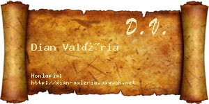 Dian Valéria névjegykártya